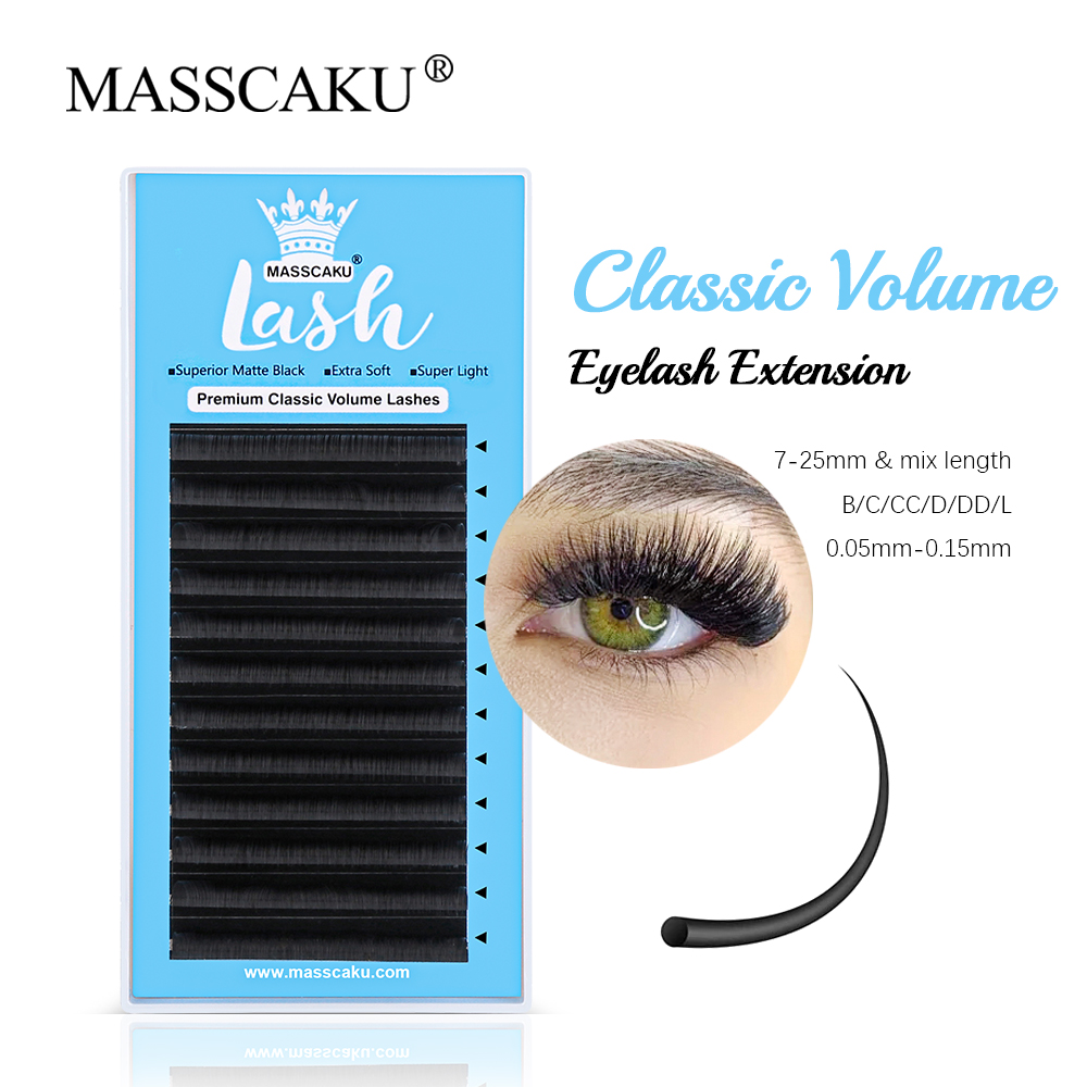 Eyelash Extension Natural Classic - MASSCAKU 0.05/0.07/0.10/0.15mm klasyczne regularne przedłużanie rzęs