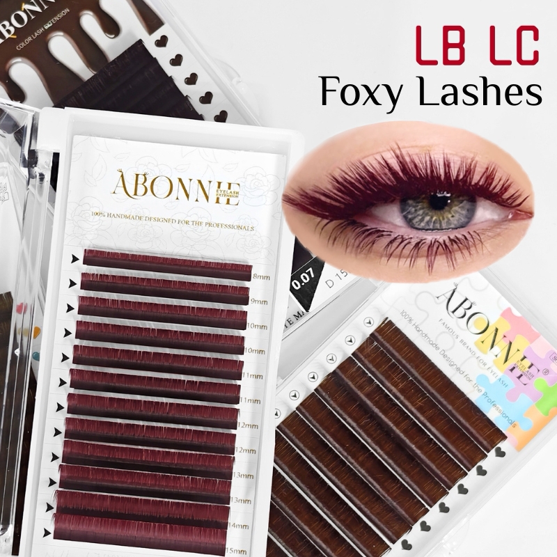 Eyelash Extension Natural Classic - LB LC Burgundy Lashes Czerwone Klasyczne