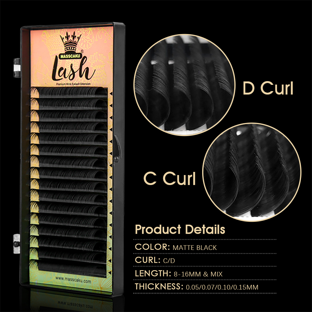 16 linii MASSCAKU C D Curl wod – Eyelash Extension Natural Classic recenzja i cena